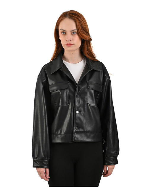 Chamarra Nine West Mujer Negra Casual en Piel Sintética